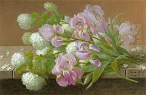 Irises And Hydrangeas by Raoul Maucherat de Longpre