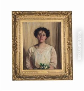 Portrait Of Rachel, Countess Of Dudley, Nee Gurney, In A White Dress, Holding Lily Of The Valley