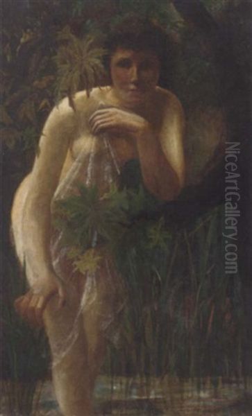 A Female Nude In A Wooded Landscape - view 1