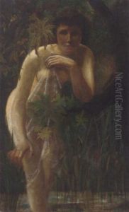 A Female Nude In A Wooded Landscape by Sir John Longstaff
