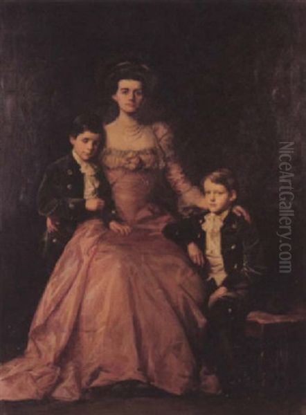 Portrait Of Princess Thurn Und Taxis, Nee Leyda Fitzgerald Seated With Her Two Sons Gerald And Edward - view 1