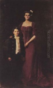Portrait Of Princess Thurn Und Taxis, Nee Leyda Fitzgerald, Standing With Her Son John by Sir John Longstaff