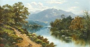 River Landscape With Shepherd And Sheep