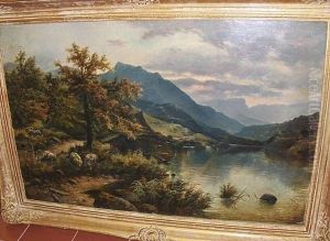 Sheep By A Lake In A Mountainous Landscape (+ Autumnal Landscape; Pair)