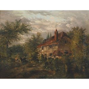 Near Sophley Hants (+ Cottage Scene In Burley Hants; Pair)