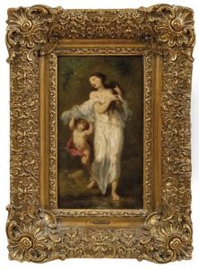 Nymphe Mit Amor by Alexandre Marie Longuet