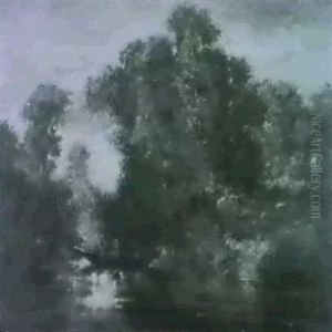 Pecheur Sur La Riviere by Alexandre Marie Longuet