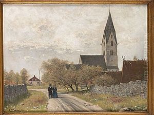 Flanorer Utanfor Gotlandsk Kyrka