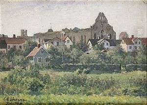 Vy Mot St. Nicolai Kyrkoruin, Visby