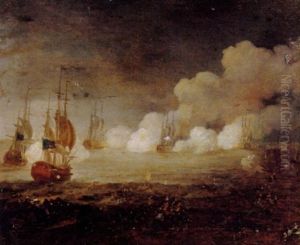 Fregatten "freya's" Kamp I Kanalen Med Den Engelske Flade, 1800 by Terkel Eriksen Lonning