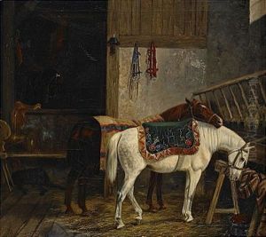 Stallinterior by Arvid Fredrik Lonnroth