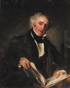 Portrait Of A Gentleman In A Brown Coat And Black Waistcoat, Holding An Open Album On His Lap by James Lonsdale