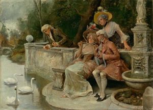 Parkszene Mit Zwei Eleganten Paaren In Kostumen Des 18. Jh. by Antonio Lonza