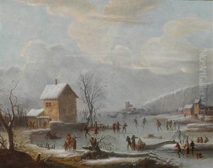 Winterlandschaft Mit Eislaufern