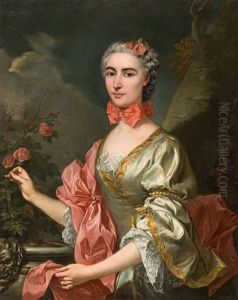 Portrait Of Lady In A Landscape by Carle van Loo