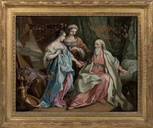 David Jouant De La Harpe Devant Saul; Sarah Presente Agar A Abraham (2 Works)