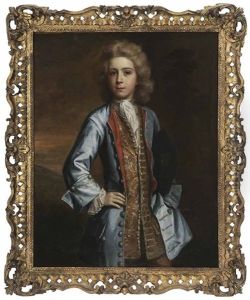 Portrait Of A Boy In Blue Coat And Brocade Waistcoat by Carle van Loo