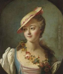 Portrait De Femme, Dit La Marquise De Pompadour, En Buste by Carle van Loo
