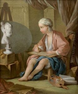 Jeune Garcon Dessinant La Boudeuse De Saly Ou Allegorie Des Arts by Carle van Loo