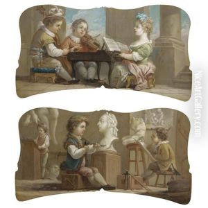 An Allegory Of Music (+ An Allegory Of Sculpture; Pair) by Carle van Loo