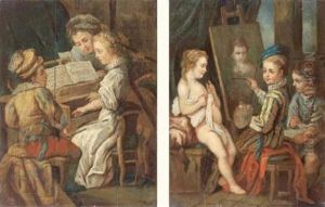 La Peinture (+ La Musique; Pair) by Carle van Loo