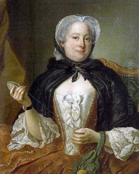 Portrait De Femme Faisant Des Noeuds - view 1