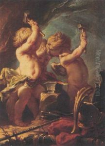 Putti Forgeant Les Armes D'enee by Carle van Loo