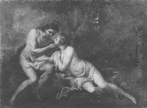 Galatea And Acis With Polyphemus In The Background by Carle van Loo