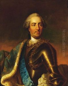 Portrait Of King Louis Xv In Armour With The Sash Of The Order Of The Saint Esprit And An Ermine Trimmed Cloak