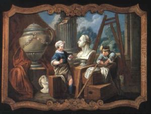 Two Young Artists Working In Their Studio