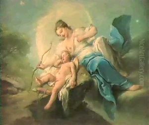 Diane Desarmant L'amour; Venus Et L'amour by Carle van Loo