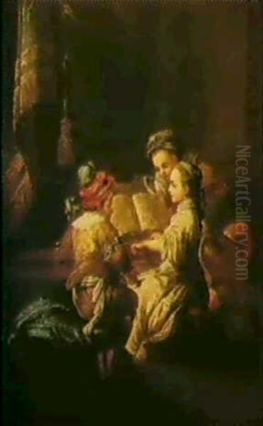 Music: Three Children Making Music In An Interior - view 1