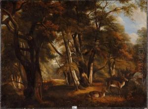Gibier Traque Lors D'une Chasse A Courre by Jean Achille Benouville