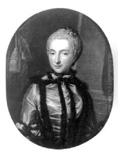 Portrait De Jeune Femme A La Robe Bleue by Charles Amedee Philippe van Loo