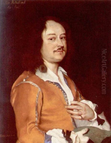 Portrait Of A Man Wearing An Ochre Jacket, Holding A Drawng In His Right Hand - view 1