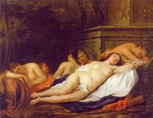 Diana Und Ihre Nymphen Zu Fusen Eines Antiken Monuments Ruhend by Jakob van Loo