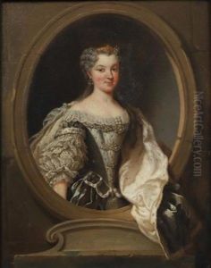 Portrait De Marie Leczinska Dans Un Oeil De Boeuf by Jean-Baptiste van Loo