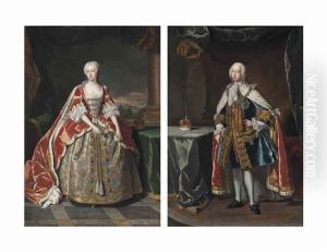 Portrait Of Frederick (1707-1751), Prince Of Wales, Small Full-length, In Robes Of State, With The Star Of The Garter, Beside A Table With His Coronet; And Portrait Of Augusta (1719-1772), Princess Of Wales, Small Full-length, In A Laced Dress And Robes O