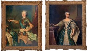 Portrait De Louis Xv En Armure; Portrait De Marie Leszczynska, Reine De France (2 Works)
