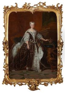 Full Length Portrait Of Maria Leszczynska, Wife Of Louis Xv Of France by Jean-Baptiste van Loo