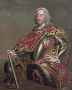 Portrait Of Sir James Campbell Of Lawers (1667-1745), Three-quarter-length, Standing In Armour And A Red Velvet Fur-trimmed Robe, A Baton In His Right Hand