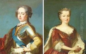 Portrait Du Roi Louis Xv (+ Portrait De La Reine Marie Leczinska; Pair)