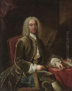 Portrait Of William Murray, 1st Earl Of Mansfield In A Green Velvet Coat, His Left Hand Resting On A Book