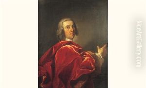 Portrait D'un Homme De Qualite Dans Un Grand Manteau Rouge, La Main Droite En Avant