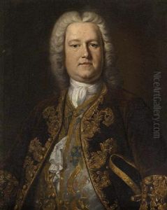 Portrait Of Henry Bromley Of Horseheath And Holt, Baron Montfort, In A Brown Coat With Gold Frogging And An Embroidered Waistcoast