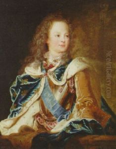 Portrait Of The Dauphin, Louis, Later King Louis Xv Of France, In Ceremonial Robes And Armour Before A Parapet