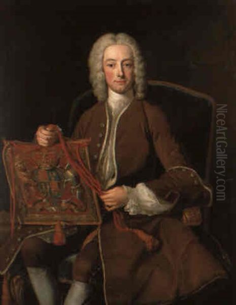 Portrait Of John, Lord Herbey, Seated In A Brown Ermine Lined Coat - view 1