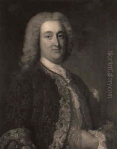 Portrait Of A Gentleman In A Dark Damask Jacket With Embroidery