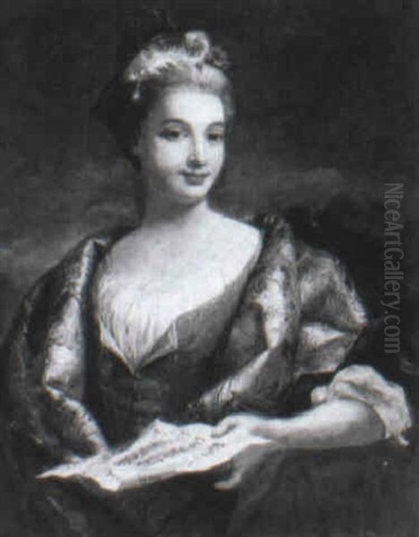 Portrait Of A Lady, Half Length, Holding A Sheet Of Music - view 1