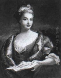 Portrait Of A Lady, Half Length, Holding A Sheet Of Music by Jean-Baptiste van Loo